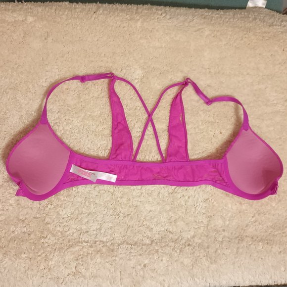 GUC ~ Victoria Secret PINK Lined & Padded Lacey Push-Up Bra (Size: 32A) - Picture 4 of 8